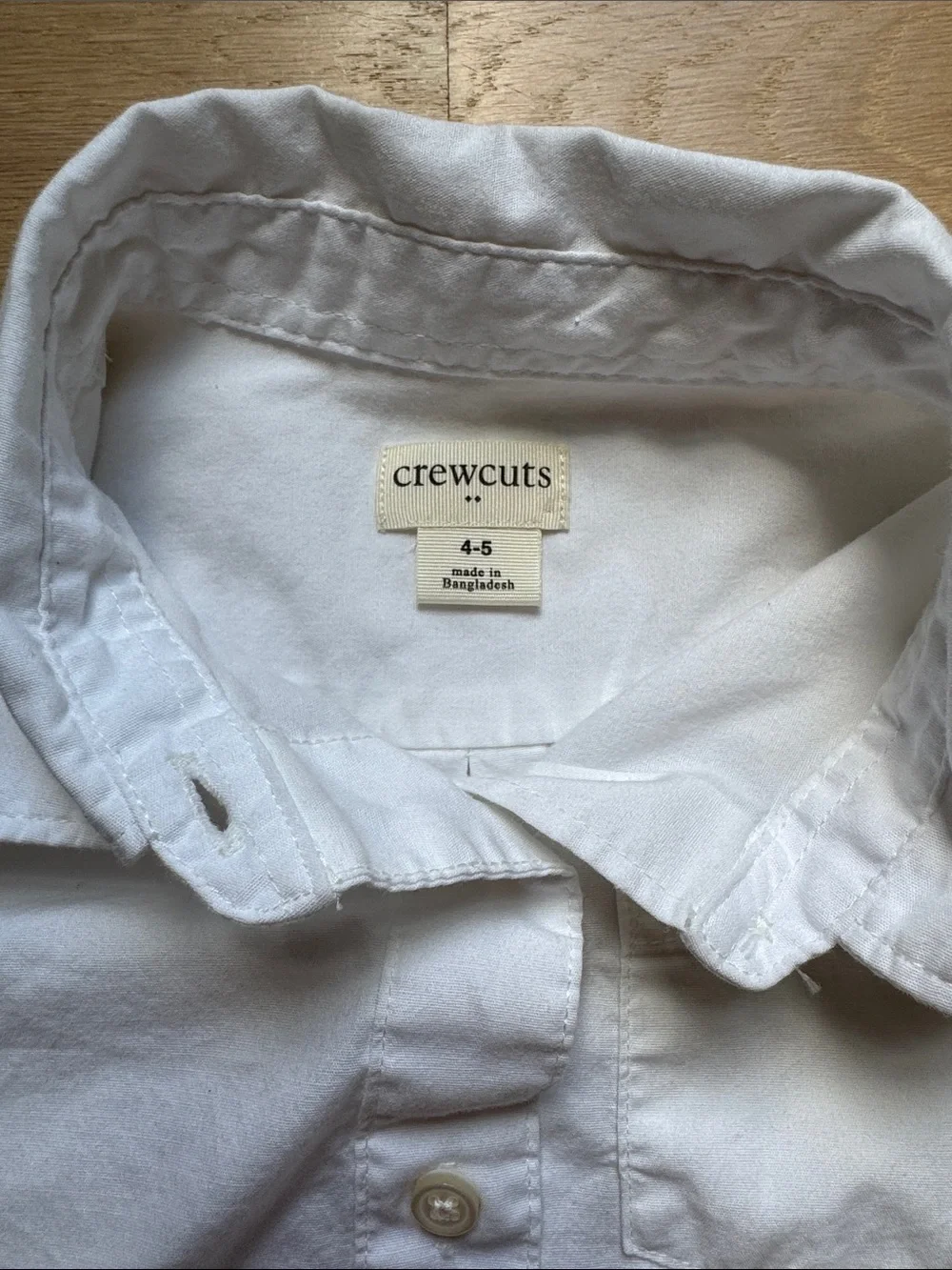 Girls’ Long Sleeve White Collar Button Up Shirt - Size 4-5